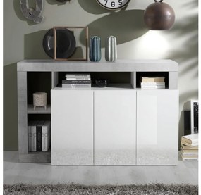 Komoda LENOR biela/šedý betón