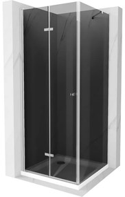 Mexen Lima, sprchový kút so skladacími dverami 100 (dvere) x 100 (stena) cm, 6mm šedé sklo, chrómový profil + slim sprchová vanička biela + chrómový sifón, 856-100-100-01-40-4010