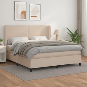 Boxspring posteľ s matracom kapučínová 180x200 cm umelá koža 3128930