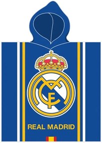 Detské froté pončo - futbalová osuška s kapucňou FC Real Madrid - motív Famoso - pre deti 3 - 6 rokov