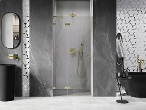 Mexen, Mexen Lunar L výklopné sprchové dvere ľavé 85 cm, transparentné, brúsené zlaté - 834L-085-000-55-00-L