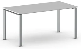 Rokovací kancelársky stôl PRIMO INFINITY, 160x80 cm, sivostrieborná podnož, sivá