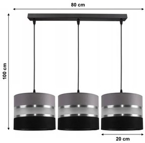 Luster na lanku CORAL 3xE27/60W/230V čiernošedá