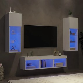 5-dielne TV nástenné skrinky s LED biele kompozitné drevo 3216597