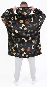 Baránková mikina mikroplyš – Psie labky čiernej veľkosť L