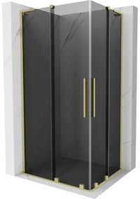 Mexen Velar L Duo, sprchový kút s posuvnými dverami 90 x 80 cm, 8mm šedé sklo, zlatá matná, 871-090-080-02-43-55