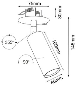 Brosline 3252 - Zapustené bodové svietidlo ACE 1xGU10/4W/230V, čierne