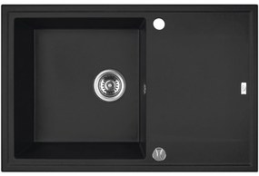Laveo Megalo, 1-komorový granitový drez 780x500x185 mm, čierna, LAV-SBE_711B
