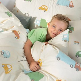 Goldea detské bavlnené obliečky - svet autíčok 140 x 200 a 70 x 90 cm