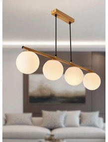 Závesné svietidlo so skleneným tienidlom v bielo-prírodnej farbe Carrine – Candellux Lighting