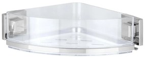 WENKO 22686100-Rohová polica VACUUM-LOC QUADRO ED 28x19,5 cm strieborná/priehľadná
