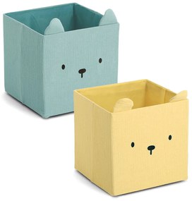 Úložné boxy na hračky, štvorcový tvar MUŠELÍN, žltá, 28x28x28