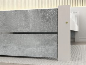 Posteľ IKAROS DOUBLE 90 x 200 cm, betón/biela Rošt: Bez roštu, Matrac: Matrac Deluxe 10 cm