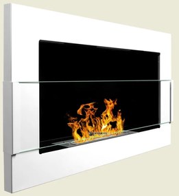 Závesný biokrb na stenu EOS BIELY SO SKLOM 65x40x12