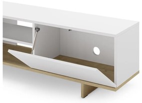 Biely TV stolík v dekore duba 160x44 cm Cequoia – Marckeric