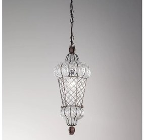 SIRU - Luster na reťazi BABÀ 1xE27/60W/230V pr. 30 cm číra/hnedá benátske sklo