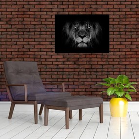 Sklenený obraz - Lev a jeho majestátnosť (70x50 cm)