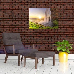 Obraz - Seljalandsfoss spoza vnútra jaskyne (70x50 cm)