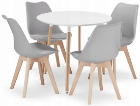Jedálenský set 1+4, stôl KAMI 80x80 biely + stolička BALI MARK sivá