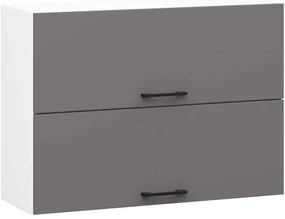 Horná kuchynská skrinka OLIWIA W80 G2 H580 biela / grafitová / sivá
