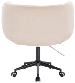 LuxuryForm DESIGN Kreslo MONTANA VELUR na čiernej podstave s kolieskami - krémové