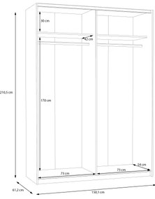 Šatníková skriňa KARO 150x210 cm biela