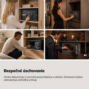 Trezor S2 bezpečnostný, ohňovzdorný, elektronický na kód, na dokumenty, 400x280x340 mm: EDGAR