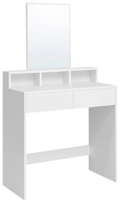 Toaletný stolík, kozmetický stolík s 2 zásuvkami a 3 priehradkami, biely