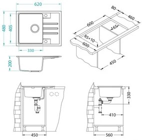 ALVEUS 1149080 - Kuchynský drez INTERMEZZO 62x48 cm granit/čierna
