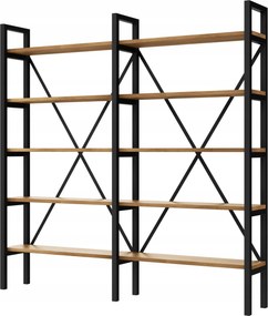 Regál Loft industriálny na knihy, dub D5-30 180 cm