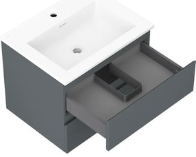 Mexen Orio, kúpeľňová skrinka 60 cm s umývadlom Otis, 2 zásuvky, grafitová matná/biela matná, 91A10-06047-2-BFF66-W18M01