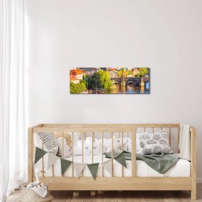 Obraz - Praha (s hodinami) (90x30 cm)