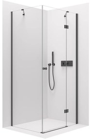 Cerano Marino, sprchovací kút 110(dvere) x 90(stena) x 190 cm, 6mm číre sklo, čierny profil, CER-CER-422889