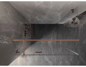 Mexen Lunar T, sklápací sprchový kút ľavý 135 x 110 cm, 8mm číre sklo, profil medená matná, 834T-135-110-65-00-L