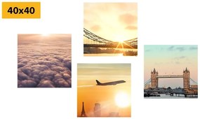 Set obrazov Londýn s východom slnka - 4x 40x40
