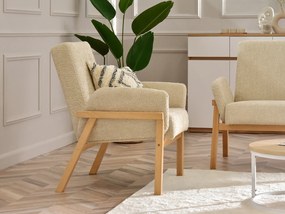 Relaxačné kreslo Laopas (béžová + dub). Akcia -20%. Vlastná spoľahlivá doprava až k Vám domov. 1135855