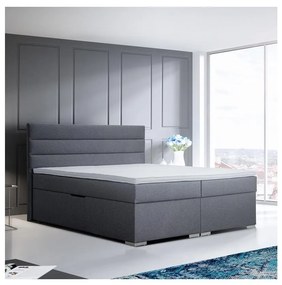 Čalúnená posteľ s úložným priestorom a matracami s topperom NEW BOLERO 180x200 cm sivá