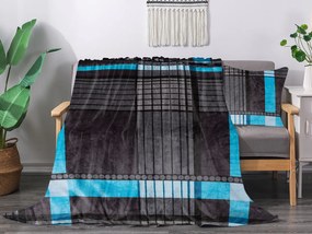 XPOSE® Mikroplyšová deka MÁŠA - sivá/modrá 200x220 cm