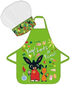 Detská zástera s kuchárskou čiapkou Zajačik Bing - motív Let's Go Picnic! - 2 diely