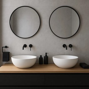 Erga Round, okrúhle zrkadlo 100cm, čierny rám, ERG-V01-ROUND-1010-BK