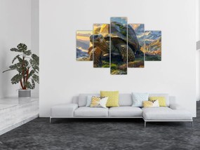 Obraz - Korytnačka a horská krajina (150x105 cm)