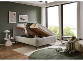 Béžová čalúnená dvojlôžková posteľ s úložným priestorom s roštom 140x200 cm Primo – Meise Möbel