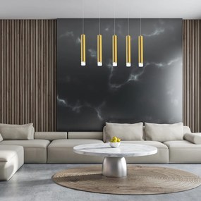 Závesné svietidlo Goldie, 5x zlaté kovové tienidlo, g