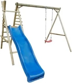 Marimex | Detská drevená hojdačka Marimex 1 + modrá šmykľavka | 11640362