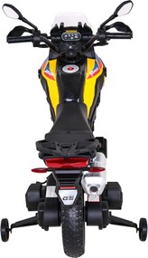 Ramiz BMW F850 GS Detský motocykel na batérie žltý + asistenčné kolesá + LED audio + pomalý štart + EVA