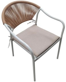 Záhradná stolička Bistro biela/béžová