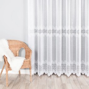 Biela žakarová záclona VIVIEN so zaujímavým vzorom  - šité na mieru