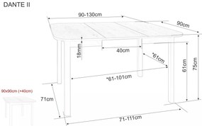 Rozkládací jídelní stůl Dante II 90/130 dub cremona torro/kašmír