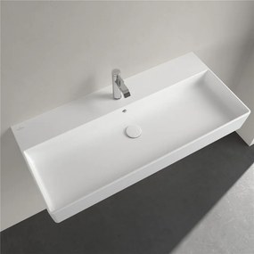 VILLEROY &amp; BOCH Memento 2.0 závesné umývadlo s otvorom, s prepadom, 1000 x 470 mm, Stone White, s povrchom CeramicPlus, 4A22A5RW