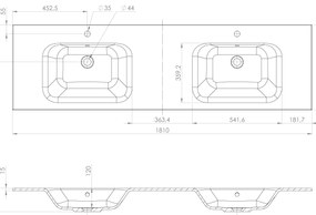 Sapho Sapho, LOREA skrinka 180x46x51,5cm (80+20+80cm), biela matná, LE080-3131-04